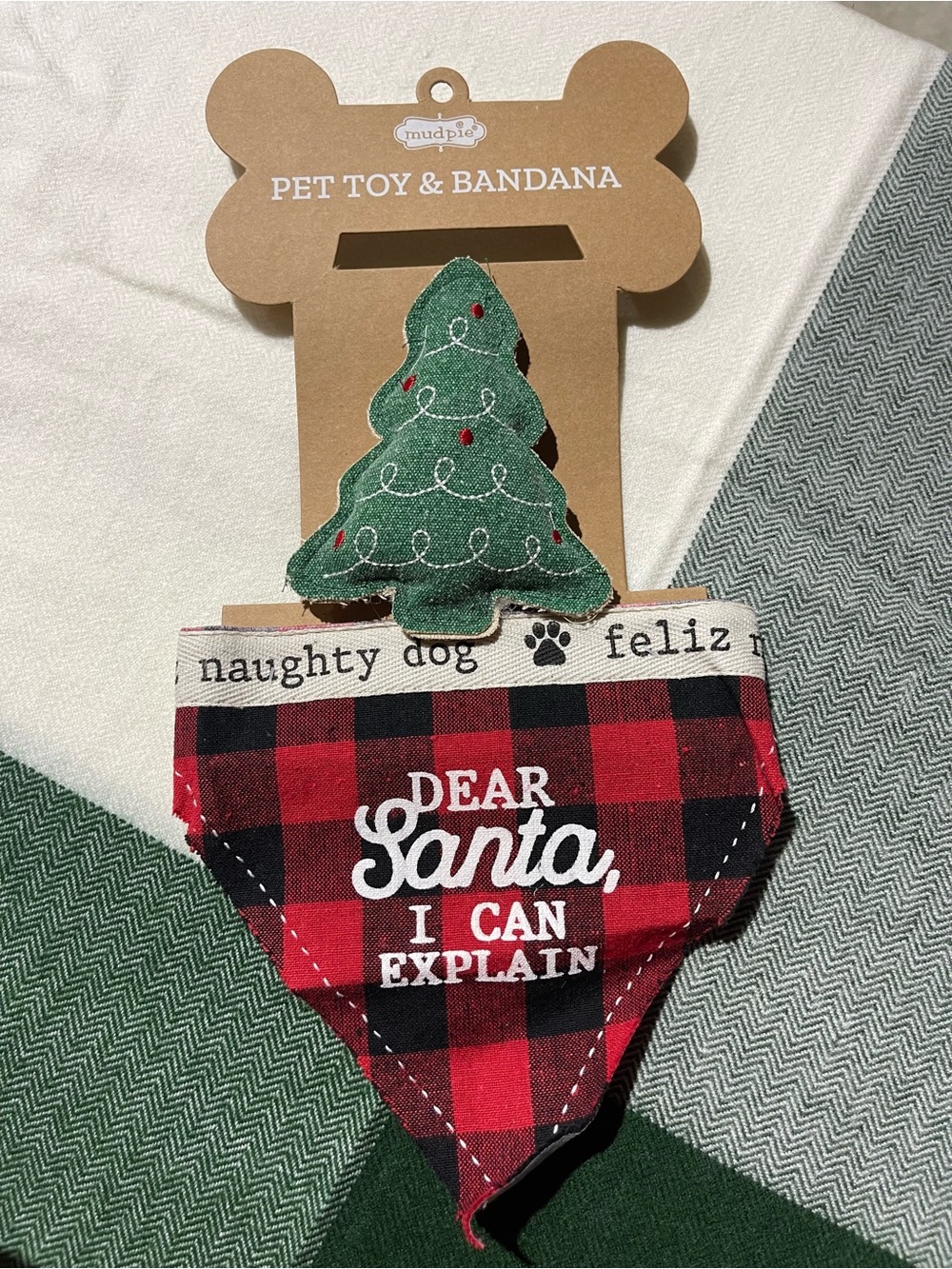 NWT Mud Pie Dear Santa Toy & Bandanna Set